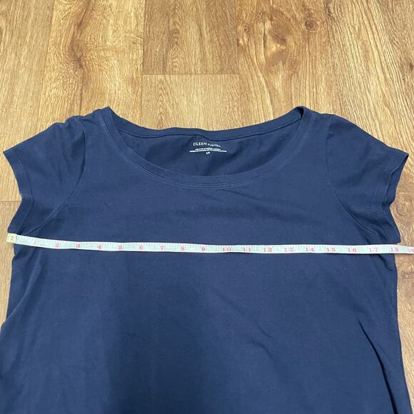 Eileen Fisher Women Navy Blue Cap Sleeve Tunic T-Shirt Dress Size Small Hi-Low - Picture 6 of 8